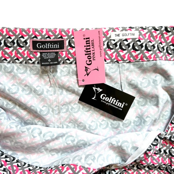 Golftini golf skort size 6 hot pink white grey black faux wrap zipper pocket NWT - Picture 11 of 12